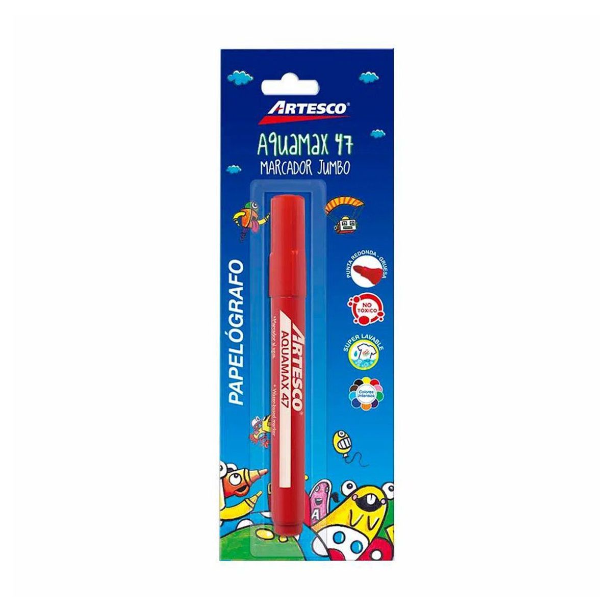 ARTESCO - Plumón Artesco Grueso Aquamax 47 Color Rojo
