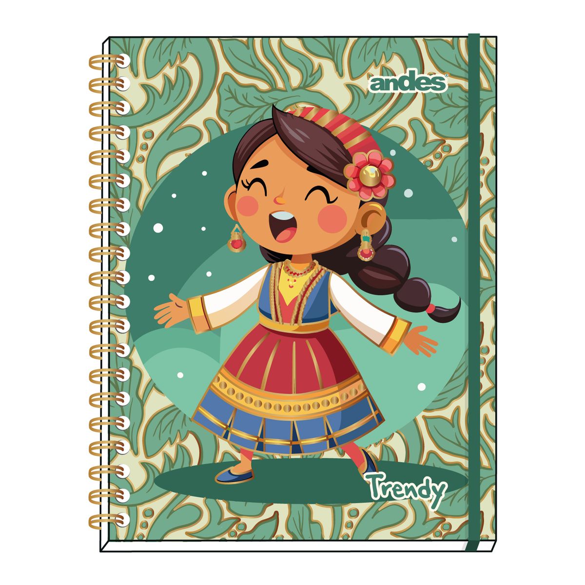 ANDES - Cuaderno Espiral Andes Cuadriculado Tapa Dura Trendy A4 160 Hojas