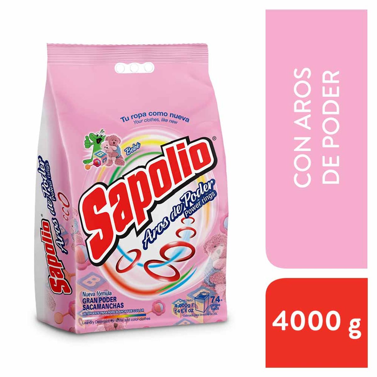 SAPOLIO - Detergente en Polvo Sapolio Bebé Bolsa 4 Kg