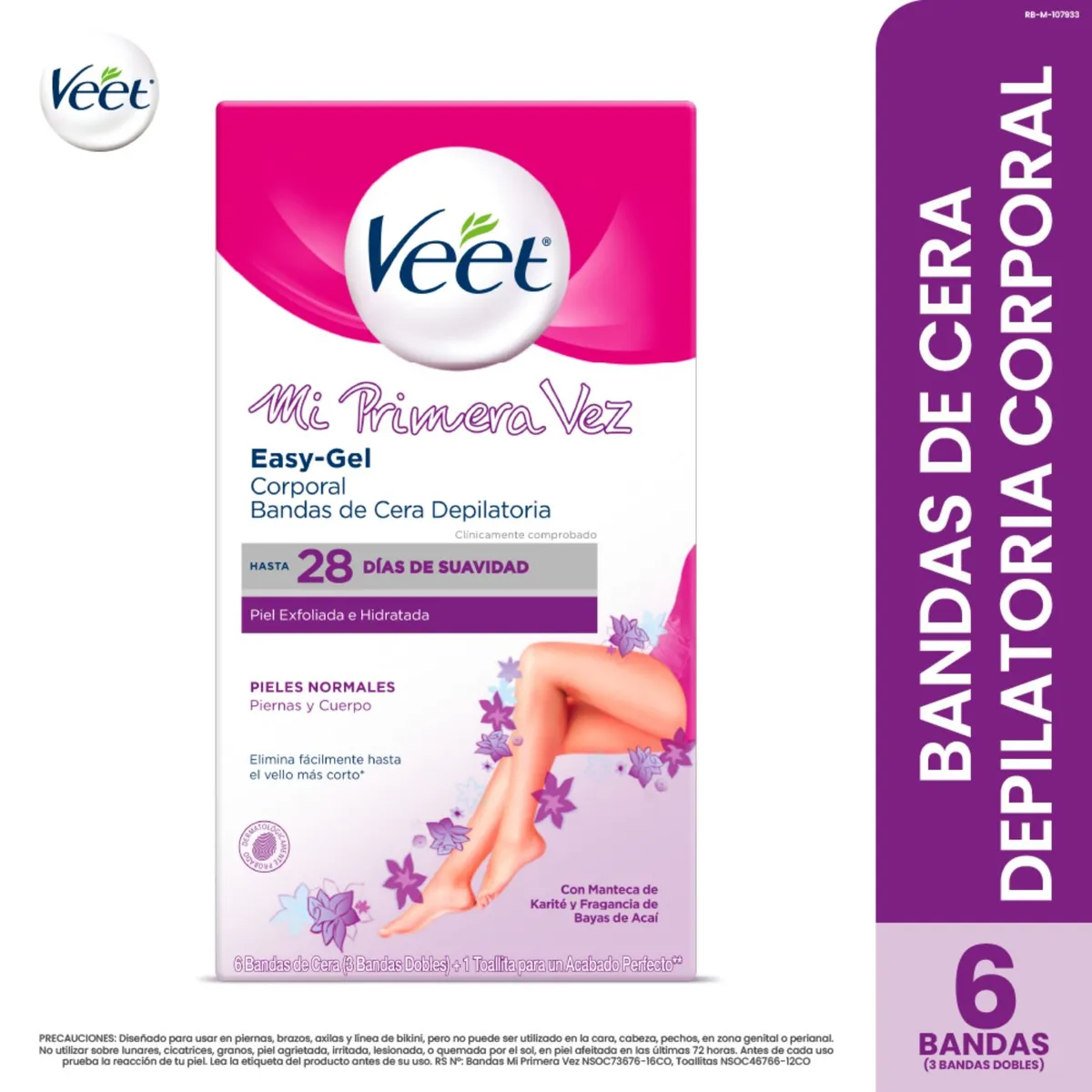 VEET - Bandas de Cera Veet Mi Primera Vez Caja 6 Und