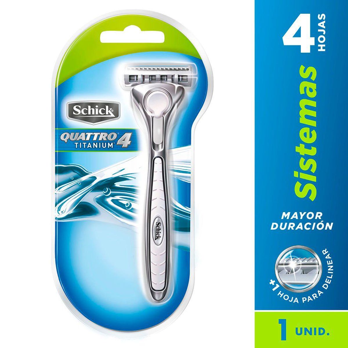 SCHICK - Máquina de Afeitar Schick Quattro Titanium con Stand