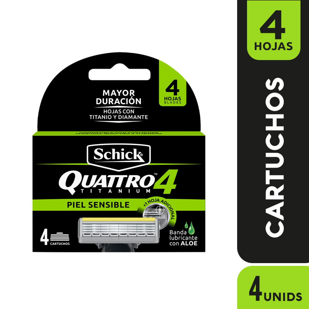 SCHICK - Repuesto Máquina de Afeitar Schick Quattro Titanium Caja 4 Und