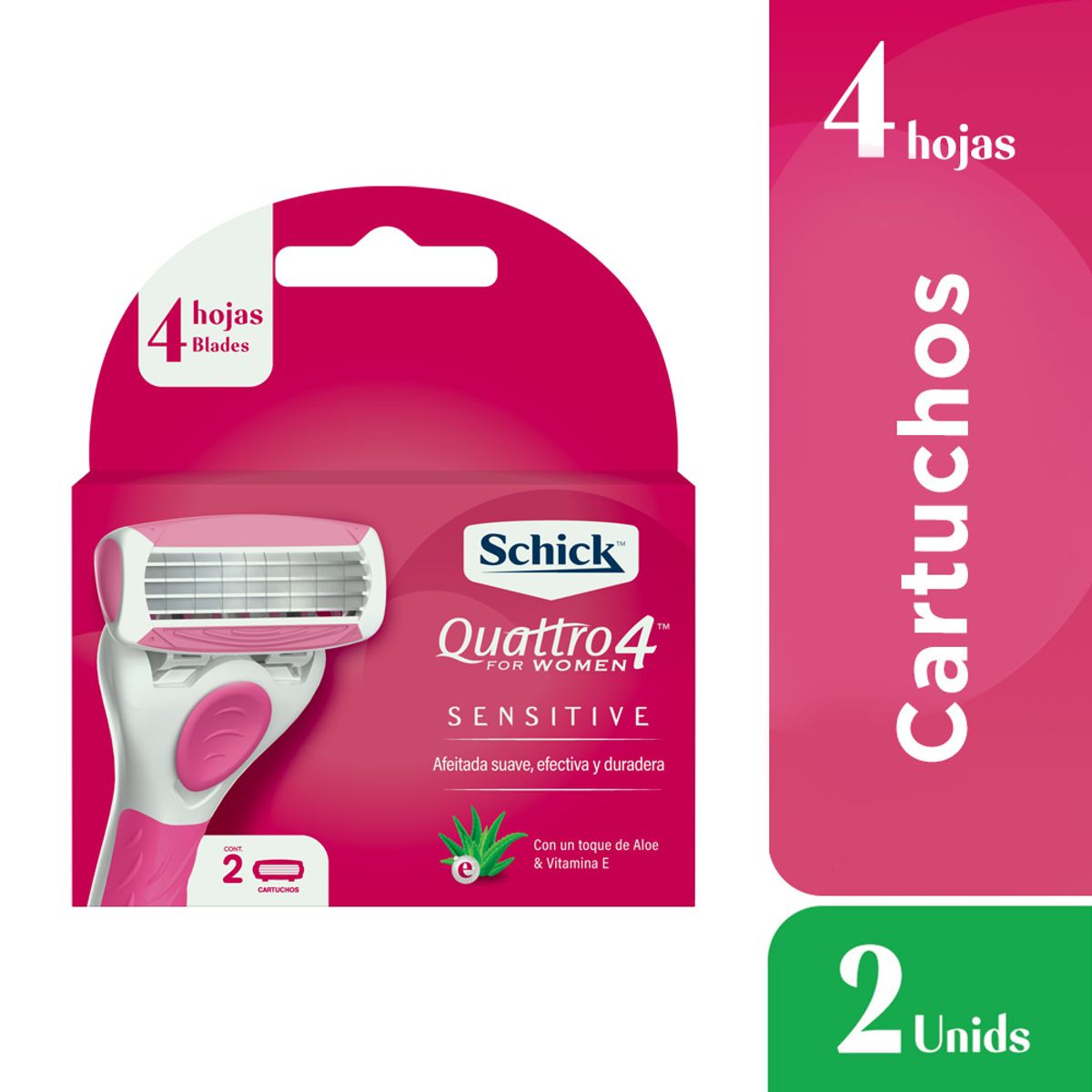 SCHICK - Repuesto Máquina de Afeitar Schick Quattro Women Caja 2 Und