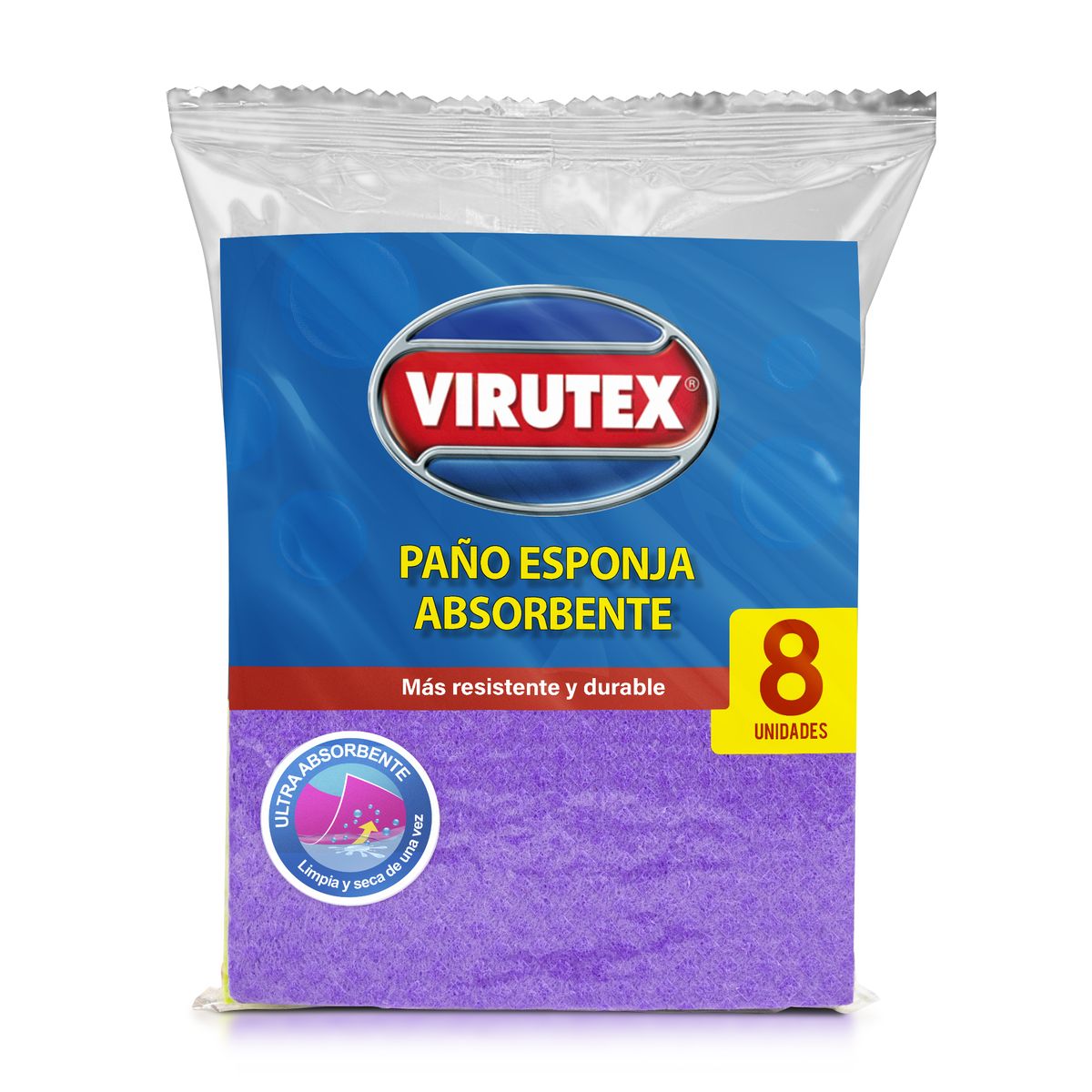 VIRUTEX - Paño Esponja Virutex Absorbente Color Mix Empaque 8 Und