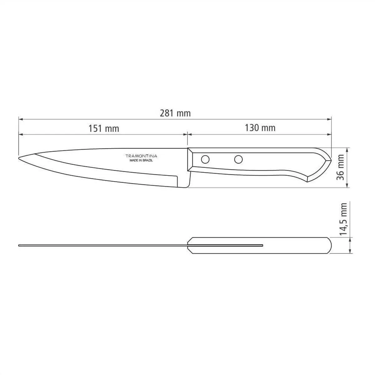 TRAMONTINA - Cuchillo De Cocina Acero Inoxidable Universal 6