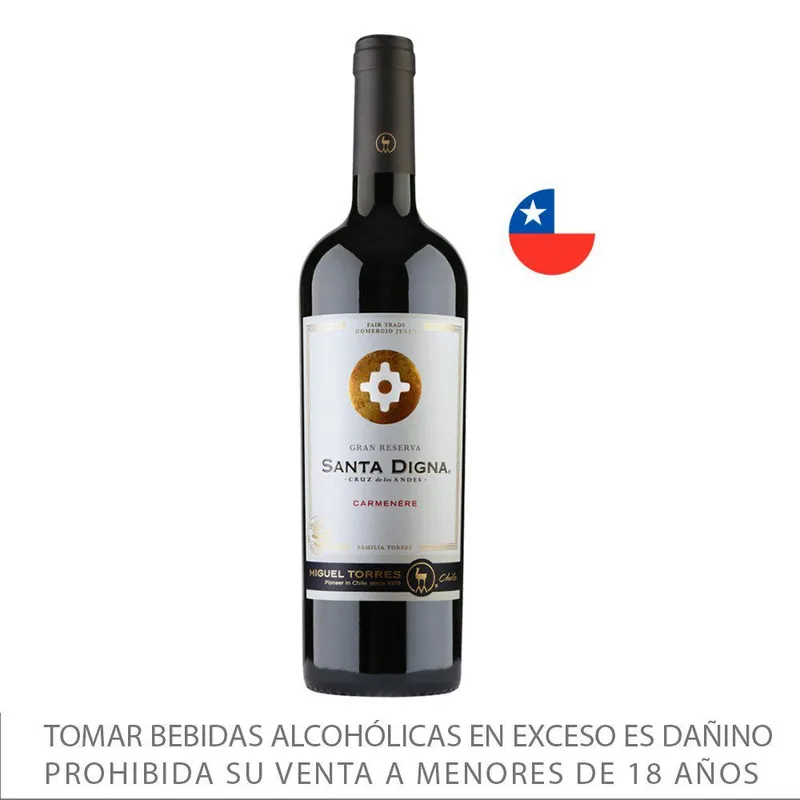 SANTA DIGNA - Vino Tinto Santa Digna Carmenere Botella 750 mL