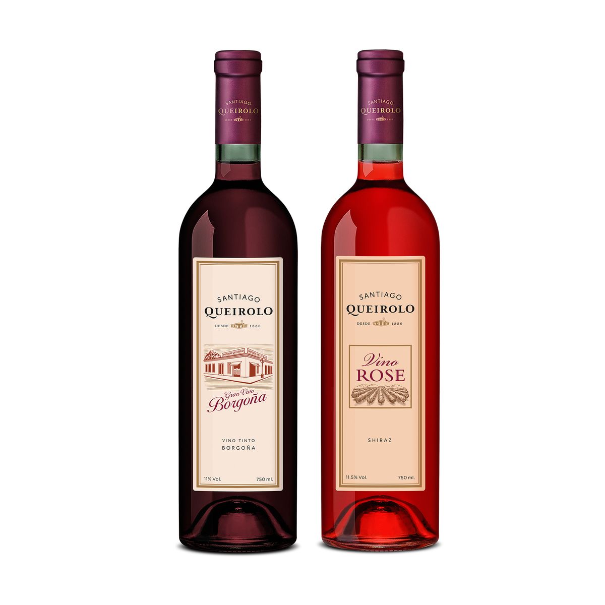SANTIAGO QUEIROLO - Vino Santiago Queirolo Borgoña 750 mL + Rosé 750 mL