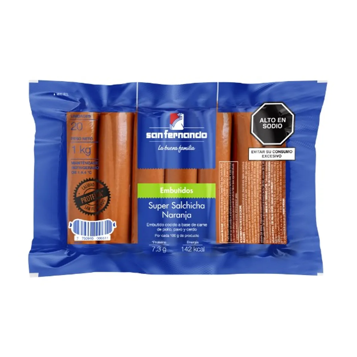 SAN FERNANDO - Super Salchicha Naranja San Fernando Empaque 1 Kg