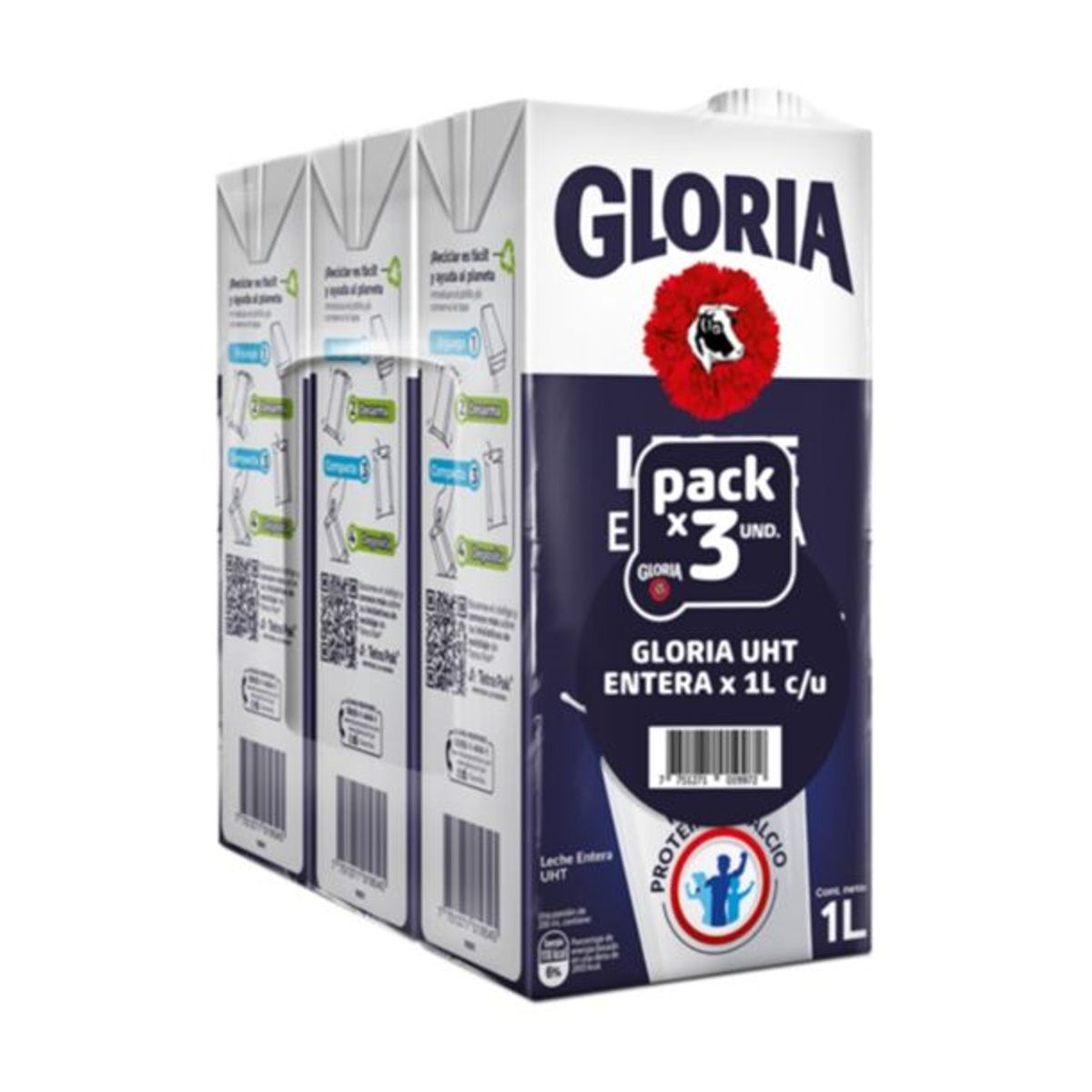 GLORIA - Leche UHT Entera Gloria Pack 3 Cajas 1 L