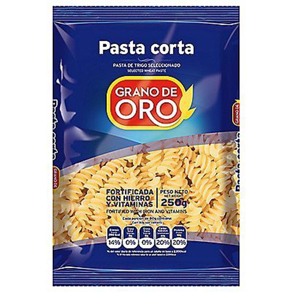 GRANO DE ORO - Fideo Cortado Tornillo Grano de Oro Empaque 250 g