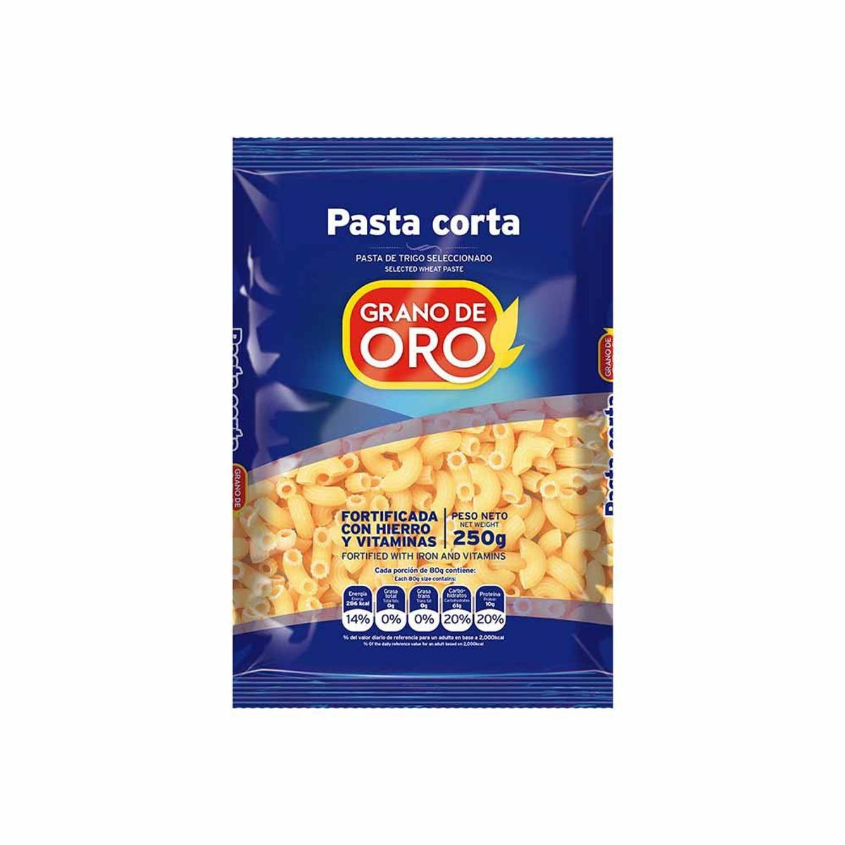 GRANO DE ORO - Fideo Codito Rayado Grano de Oro Bolsa 250 g