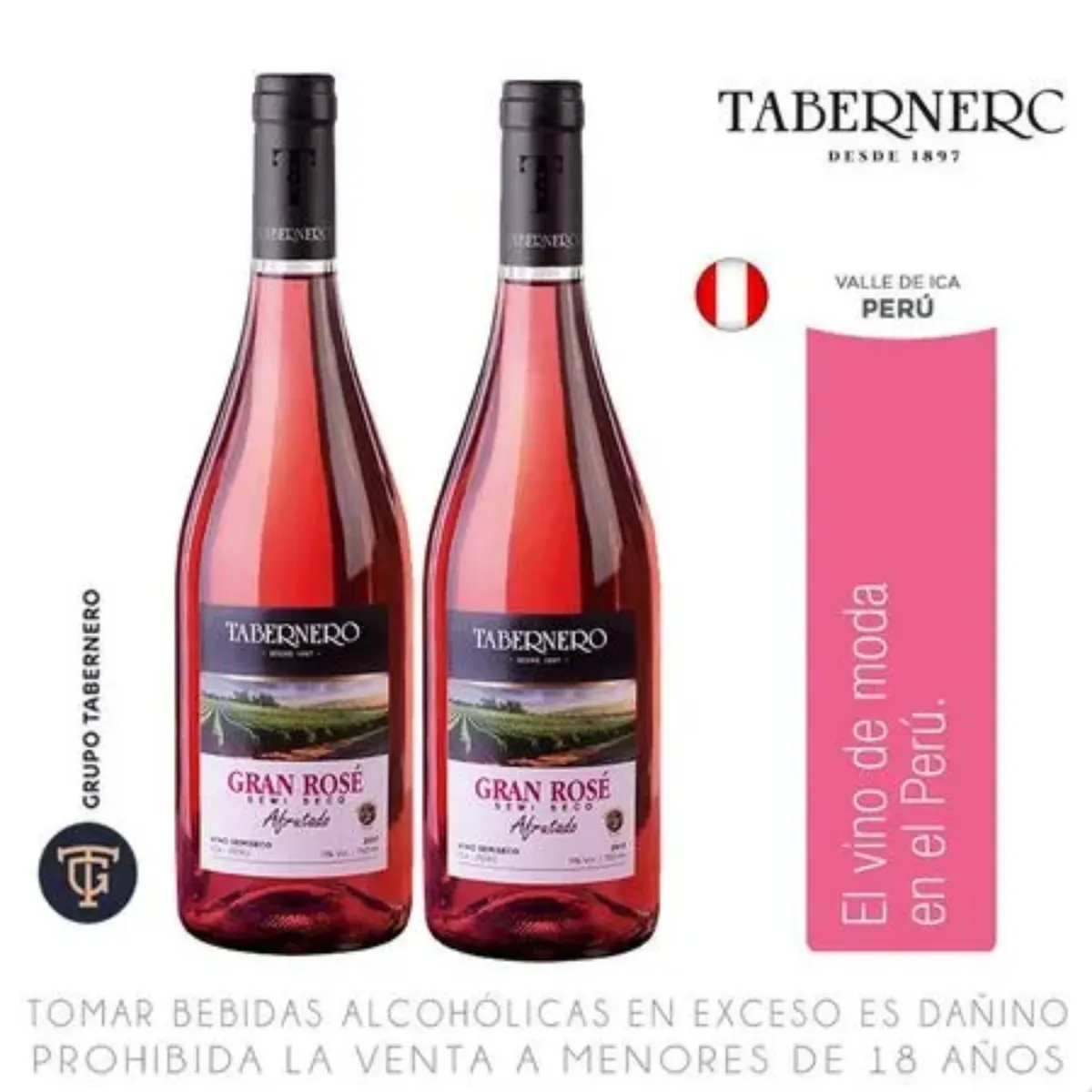 TABERNERO - Vino Rose Tabernero Pack 2 Botellas 750 mL