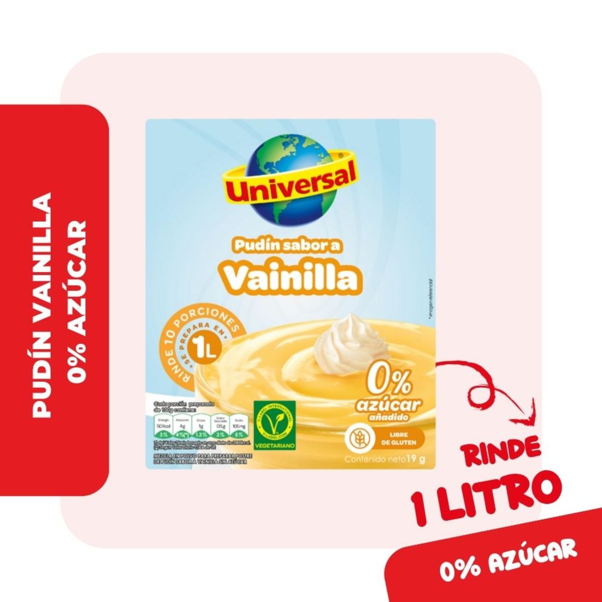 UNIVERSAL - Pudín Dietético Universal Vainilla Caja 19 g