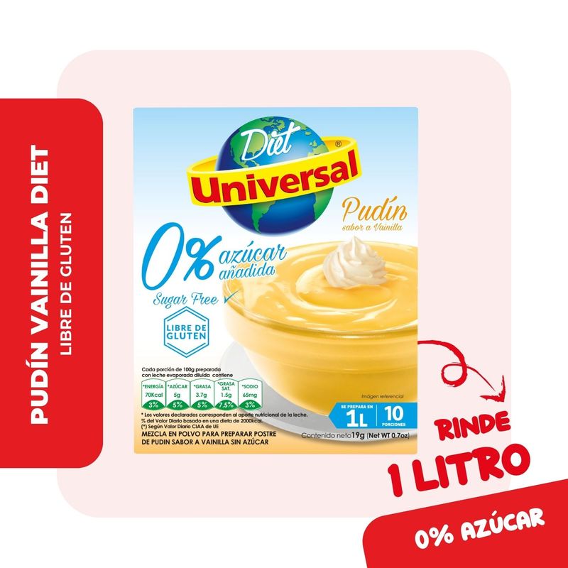 UNIVERSAL - Pudín Dietético Universal Vainilla Caja 19 g