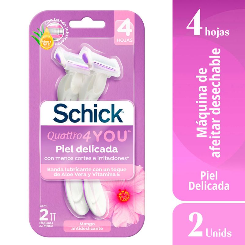 SCHICK - Máquina de Afeitar Quattro Mujer Schick 2 Unidades