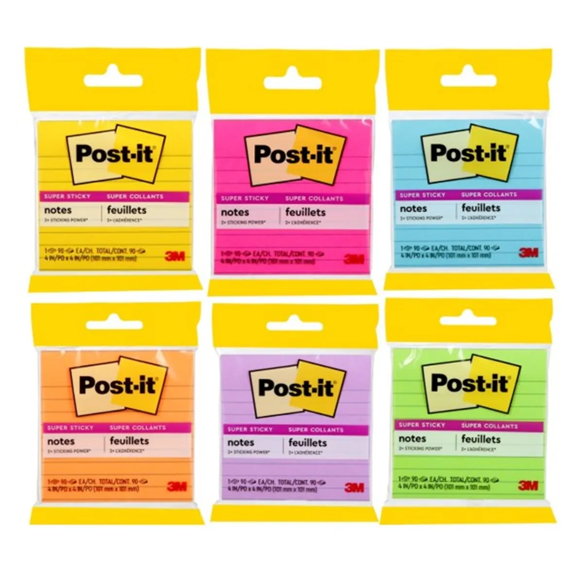  - Post-it Super Sticky 4 x 4" Color Surtido 90 Hojas