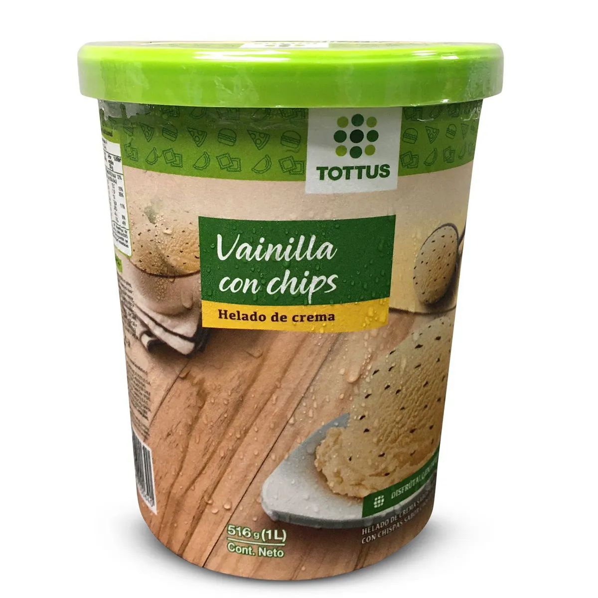 TOTTUS - Helado de Crema Vainilla Chips Pote 1 L