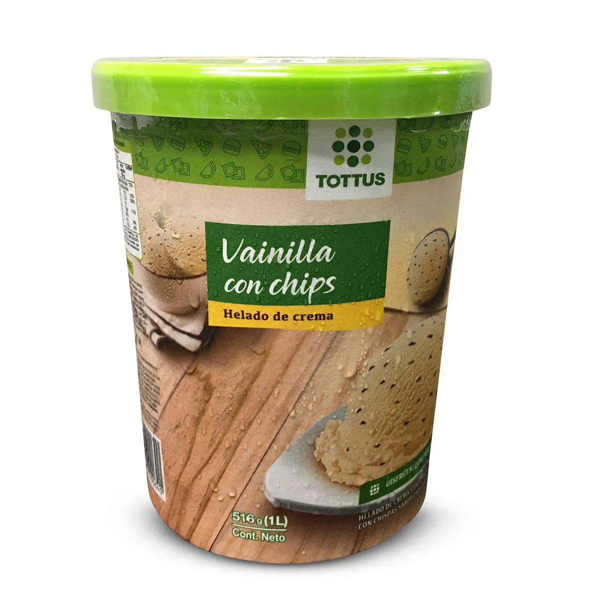 TOTTUS - Helado de Crema Vainilla Chips Pote 1 L