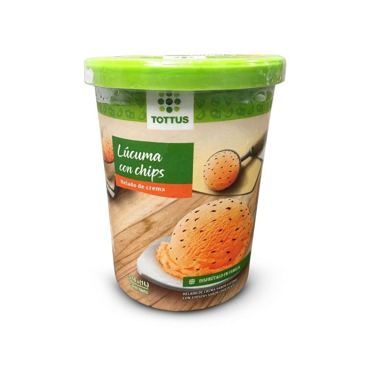 TOTTUS - Helado de Crema Lúcuma Chips Tottus Pote 1 L