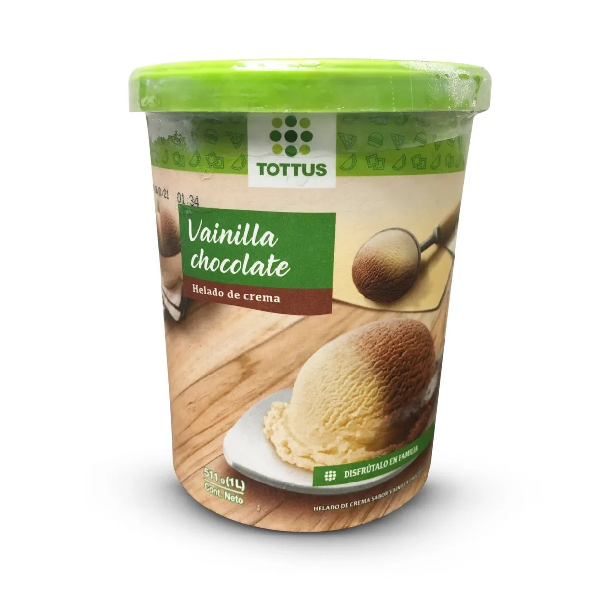 TOTTUS - Helado Vainilla Chocolate Tottus Pote 1 L