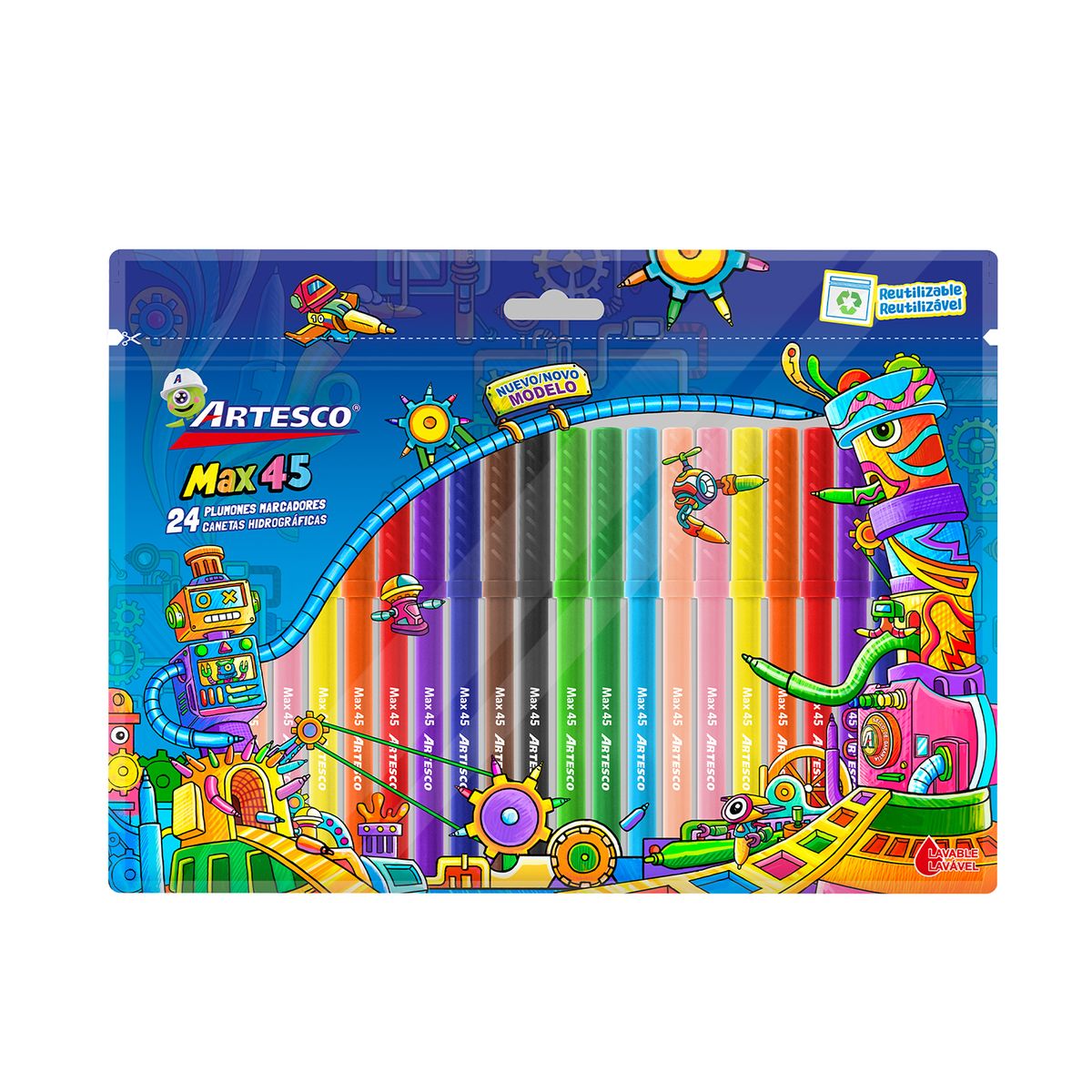  - Plumones Delgados Max 45 Estuche 24 Und