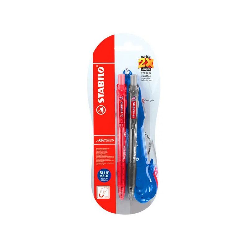 STABILO - Lapiceros Stabilo Color Negro y Rojo Blíster 2 Und