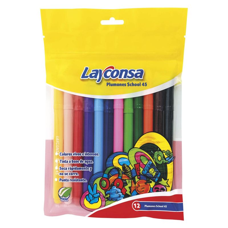 LAYCONSA - PLUMONES SCHOOL 45 ESTUCHE X 12