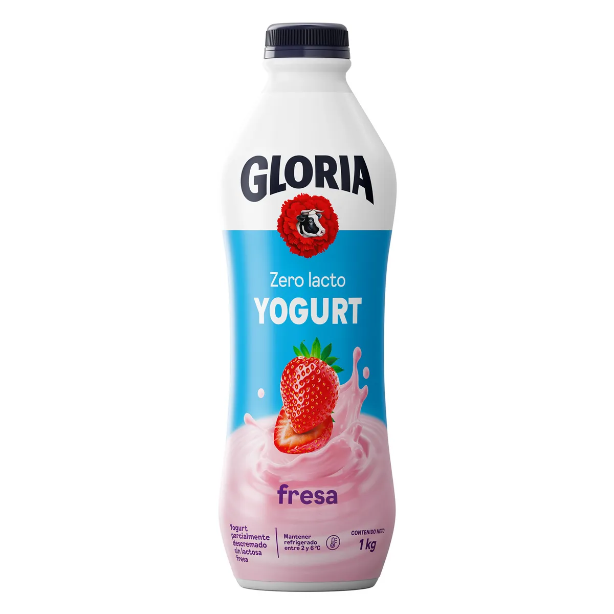 GLORIA - Yogurt Gloria Zero Lacto Fresa Botella 1 Kg