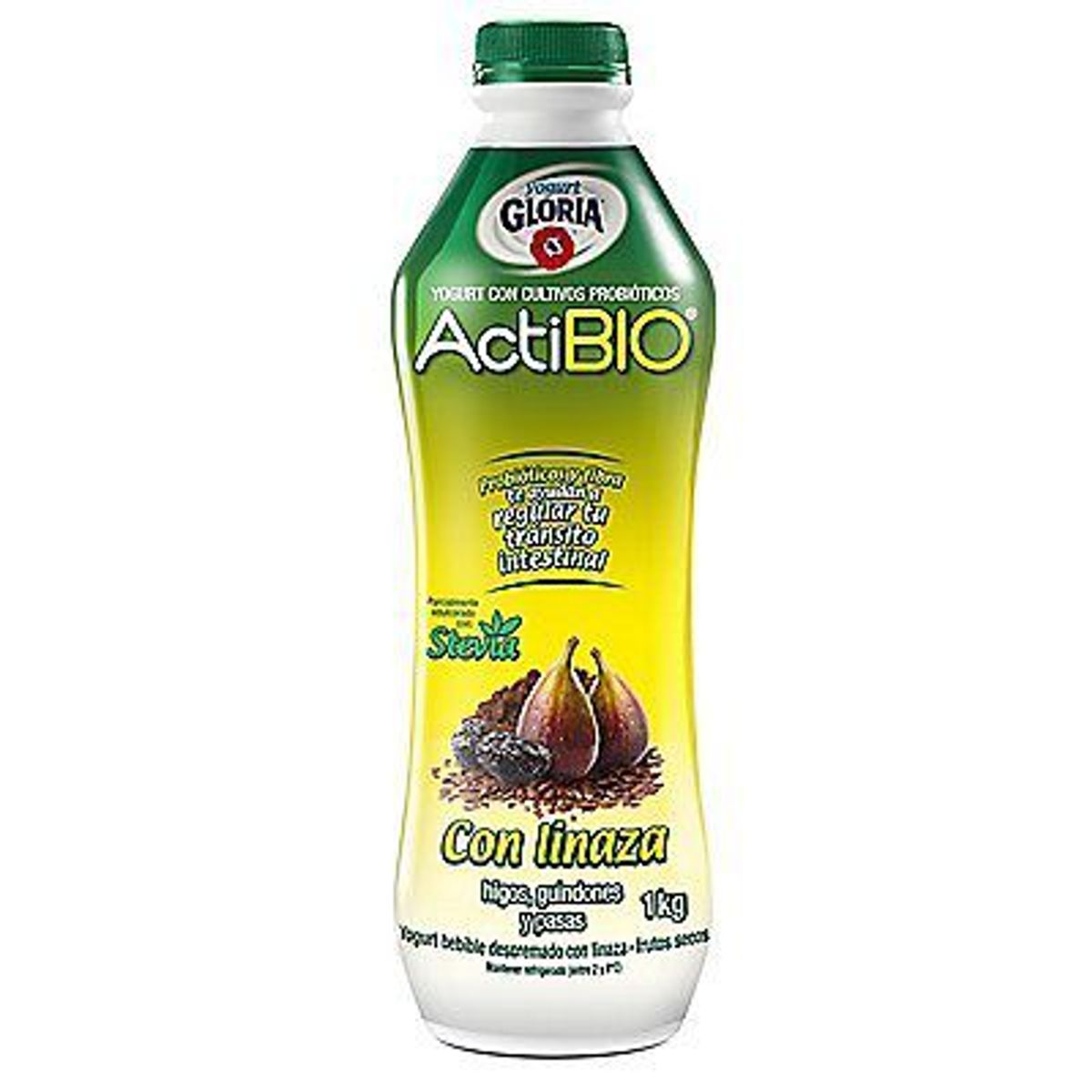 GLORIA - Yogurt Gloria Actibio Higos Guindones Pasas con Linaza Botella 1 Kg