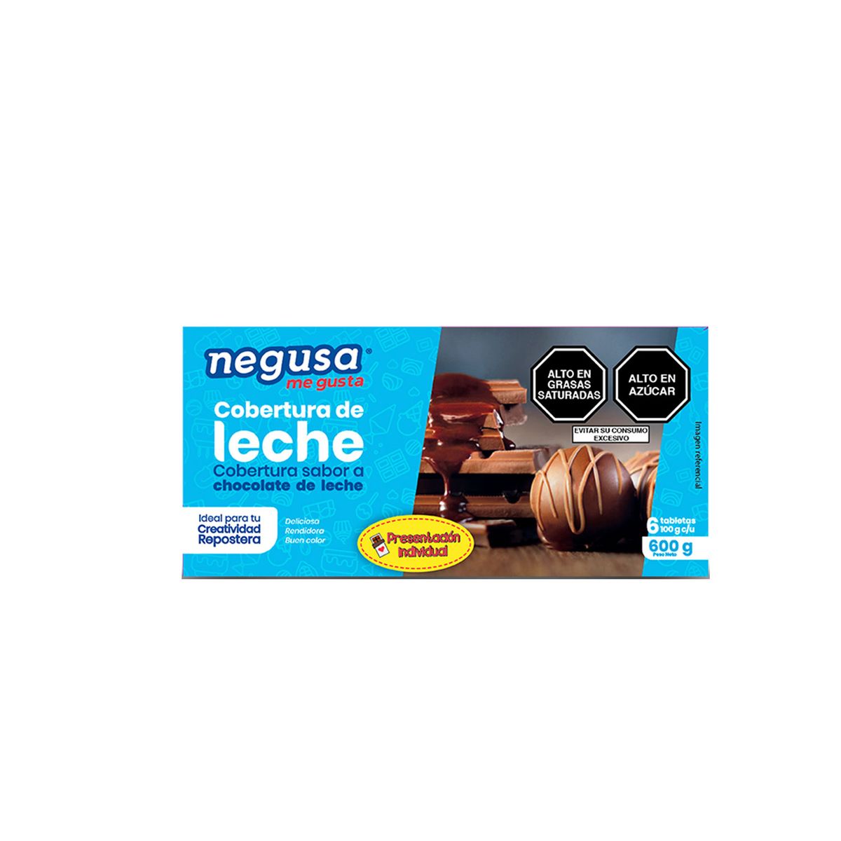 MPT - Cobertura de Leche Sabor Chocolate Negusa Sixpack Caja 100 g