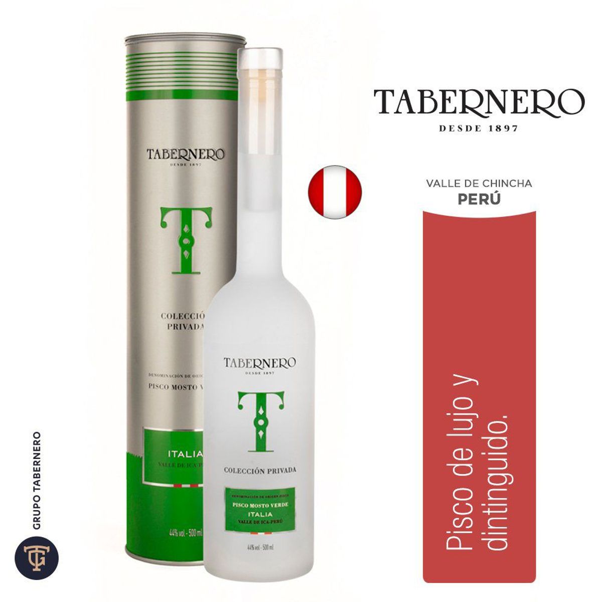 TABERNERO - Pisco Mosto Verde Italia Tabernero Botella 500 mL