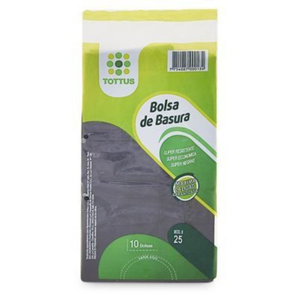 TOTTUS - TOTTUS BOLSAS BASURA NEGRAS 25LT X 10UN