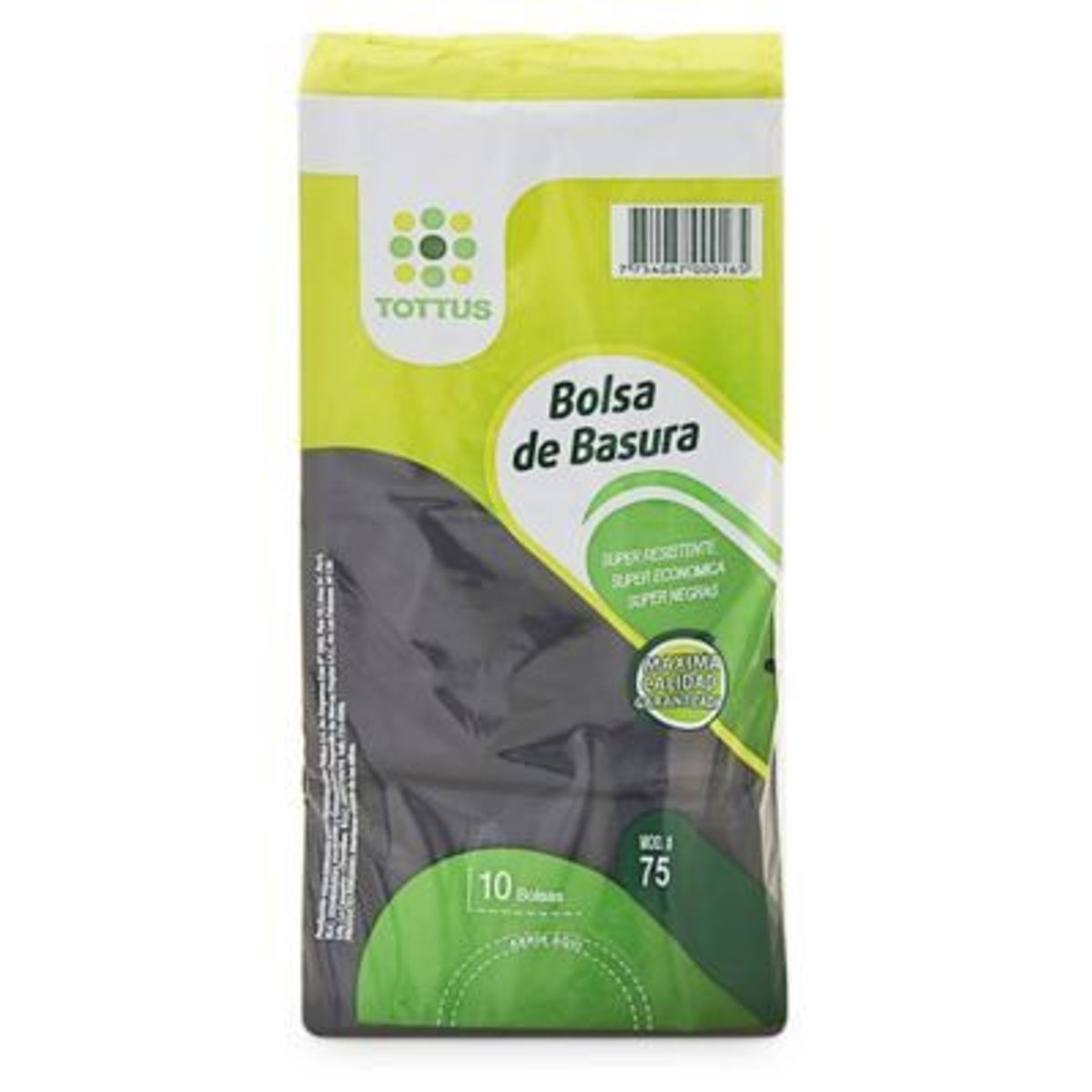 TOTTUS - Bolsas de Basura Negras Tottus 75 L Empaque 10 Und