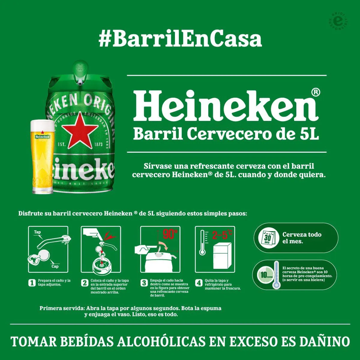 HEINEKEN - Cerveza Heineken Barril 5 L