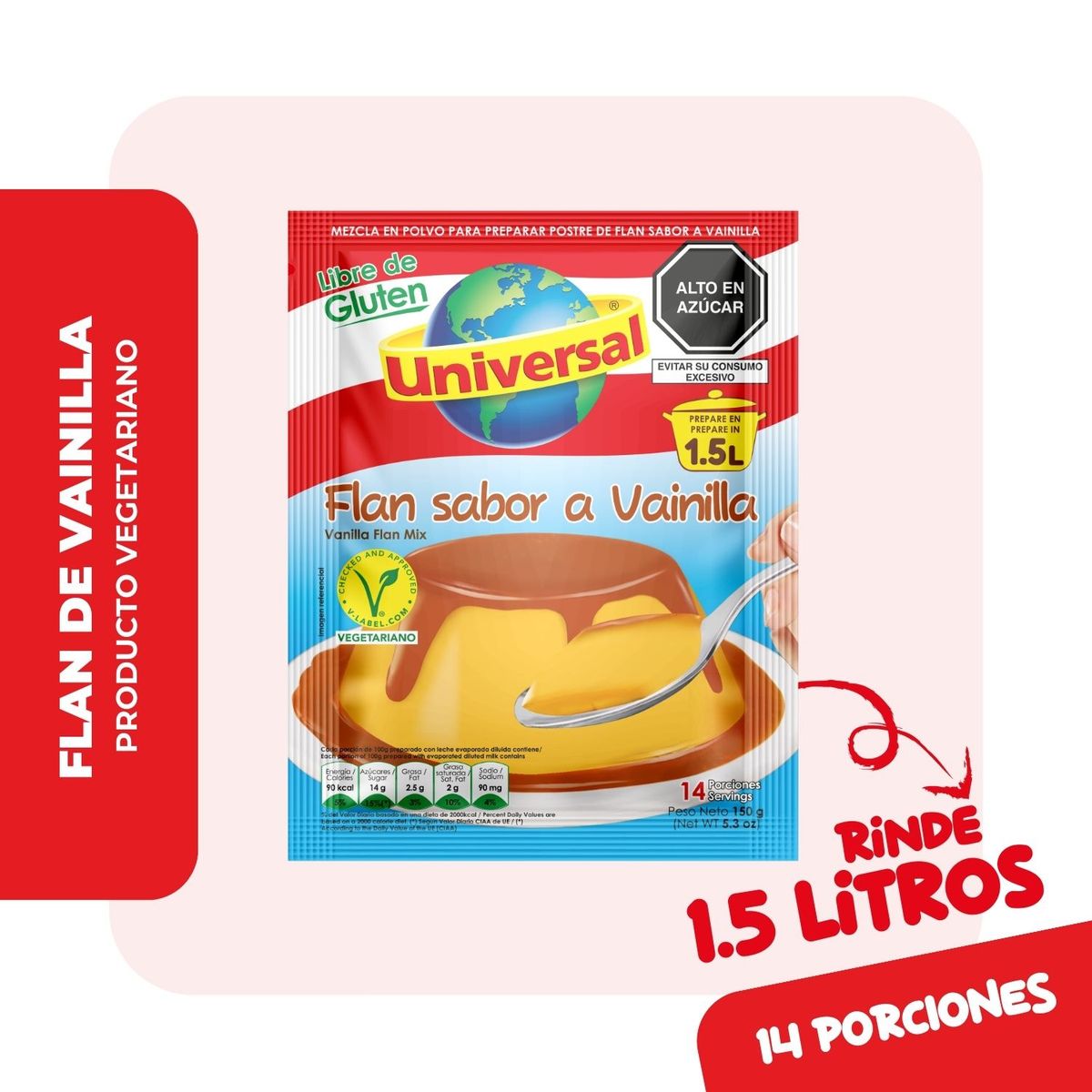 UNIVERSAL - Flan Universal Sabor a Vainilla Bolsa 150 g