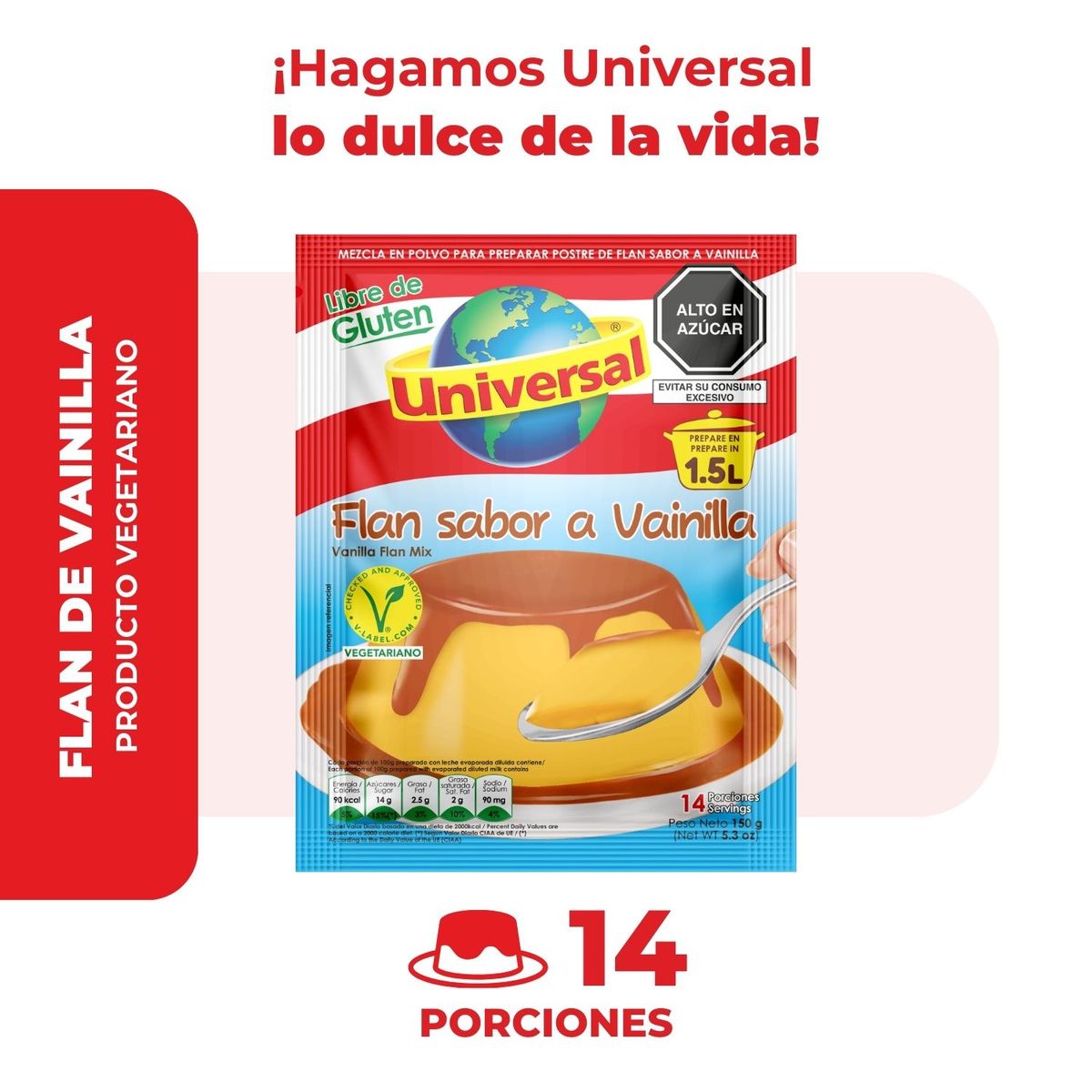 UNIVERSAL - Flan Universal Sabor a Vainilla Bolsa 150 g