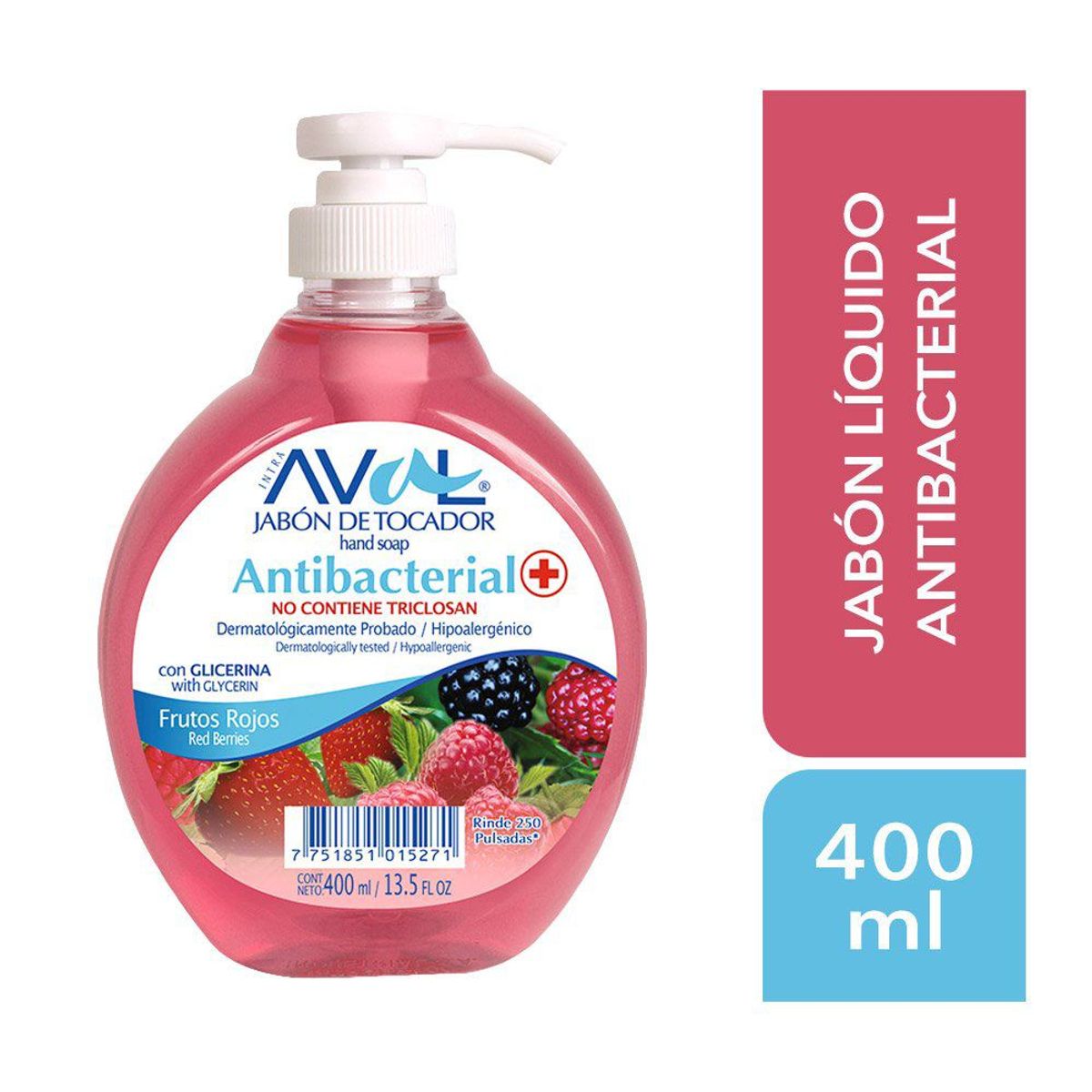 AVAL - Jabón Líquido Aval Antibacterial Frutos Rojos Envase 400 mL