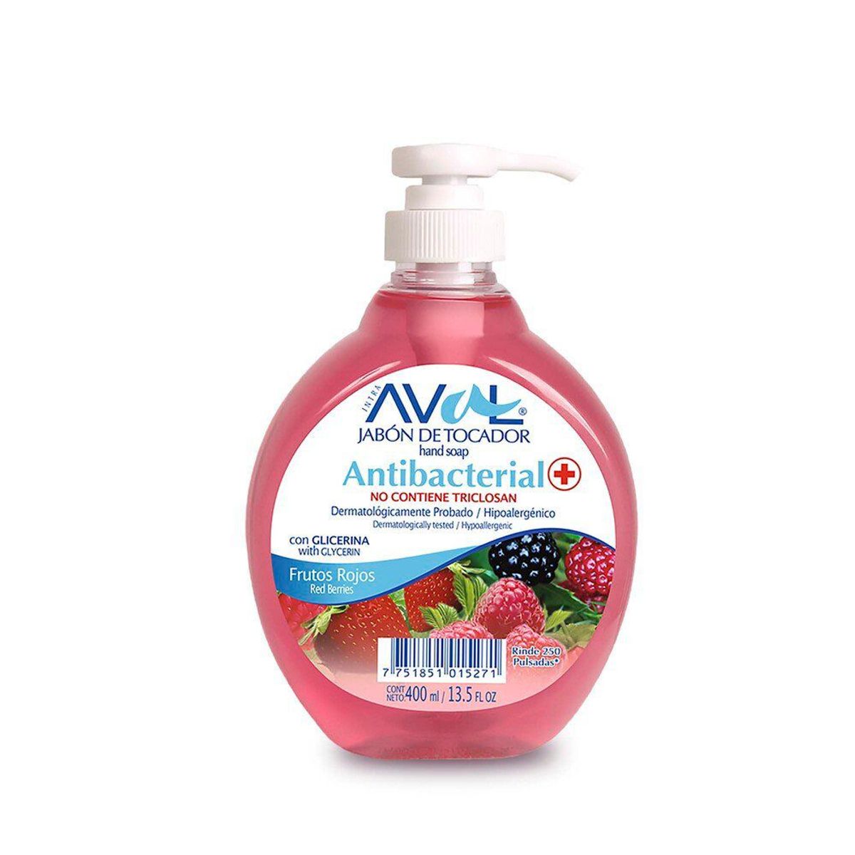 AVAL - Jabón Líquido Aval Antibacterial Frutos Rojos Envase 400 mL