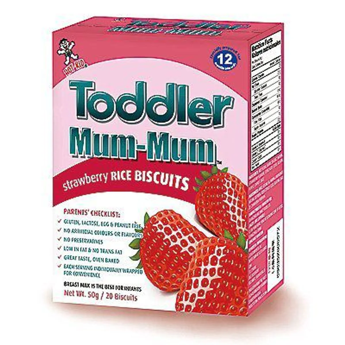 HOT KID - Galletas de Arroz Hot Kid Toddler Mum-Mum Fresa Caja 50 g