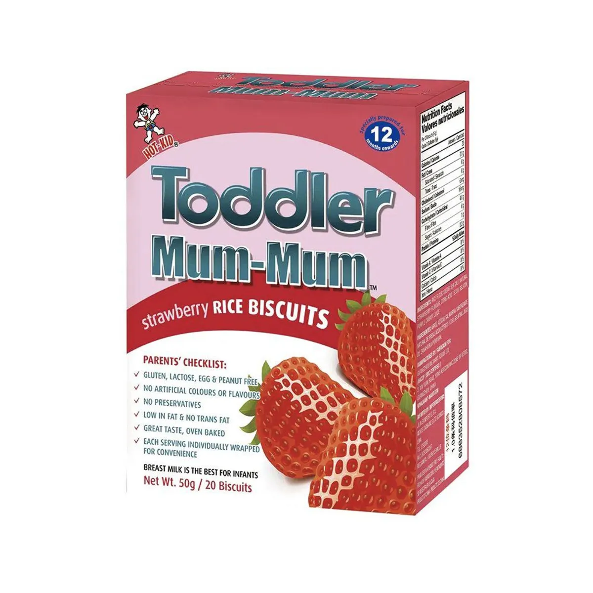 HOT KID - Galletas de Arroz Hot Kid Toddler Mum-Mum Fresa Caja 50 g
