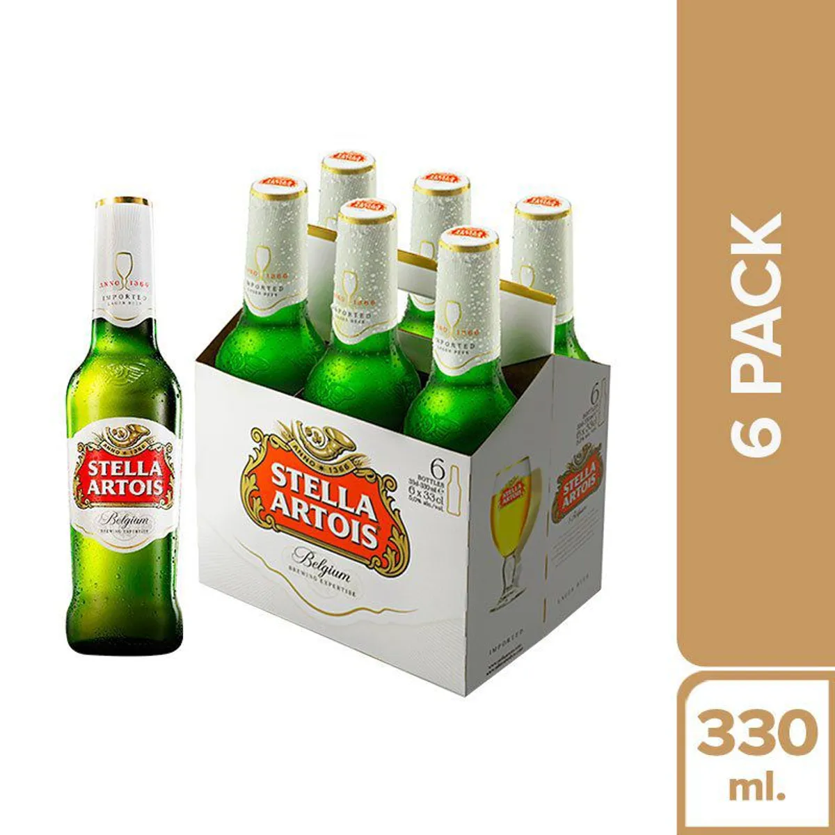 STELLA ARTOIS - Cerveza Stella Artois Sixpack Botella 330 mL