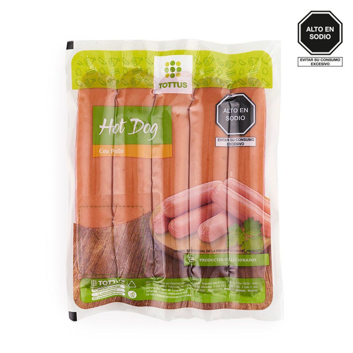 TOTTUS - Hot Dog de Pollo Tottus Empaque 500 g