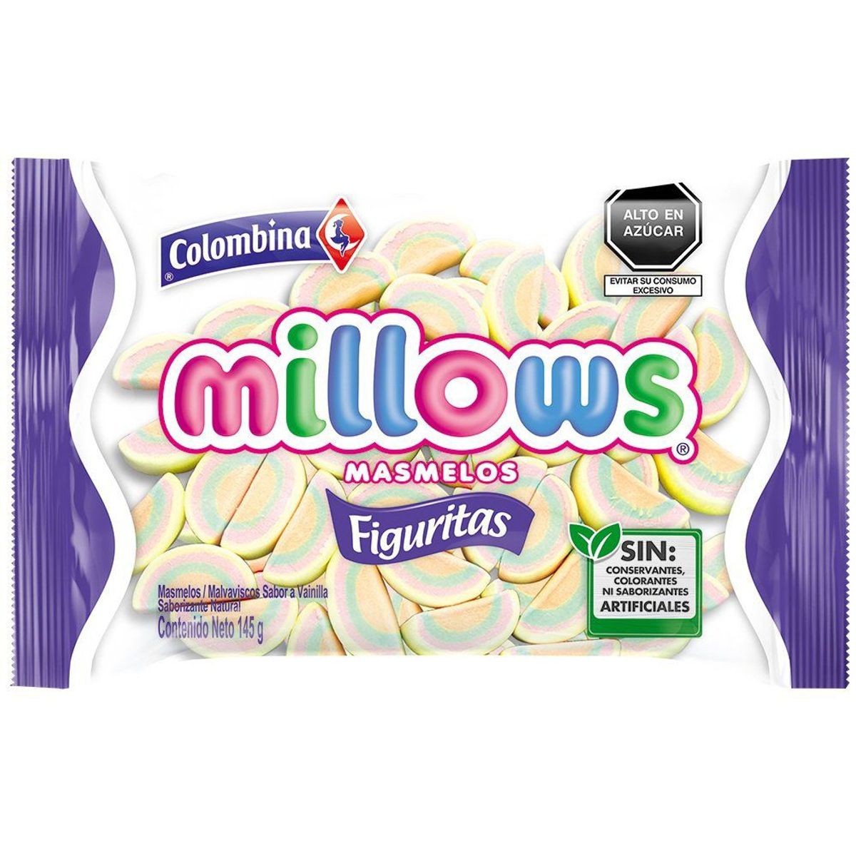 COLOMBINA - Marshmallows Millows Colombina Sabor Vainilla Bolsa 145 g