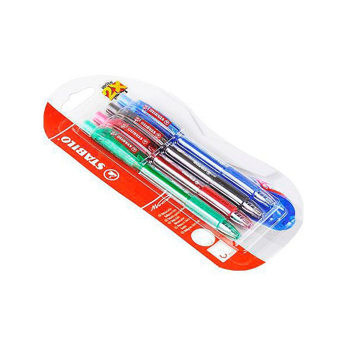 STABILO - Lapiceros Stabilo Marathon Punta Media Colores Surtidos Empaque 4 Und