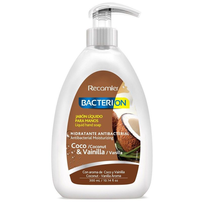 BACTERION - Jabón Líquido Bacterion Antibacterial Humectante Coco Vainilla Envase 300 mL