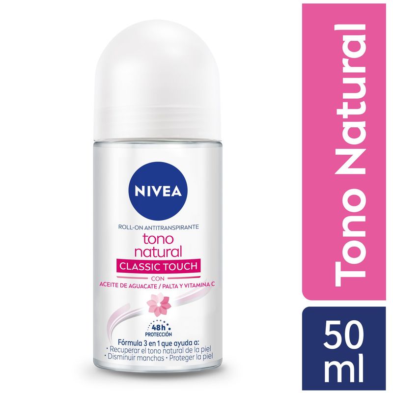 NIVEA - Desodorante Nivea Roll On Aclarado Natural Classic Envase 50 mL