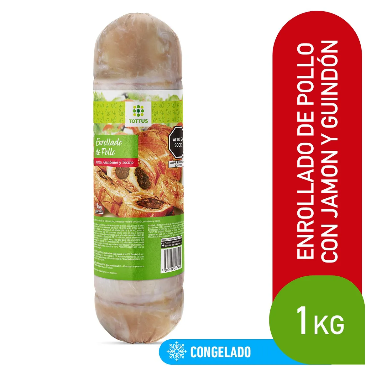 TOTTUS - Enrollado de Pollo con Jamón y Guindones Tottus Empaque 1 Kg