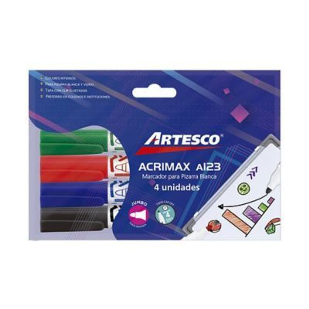 ARTESCO - Plumones De Pizarra Artesco Acrimax A123 Empaque 4 Und