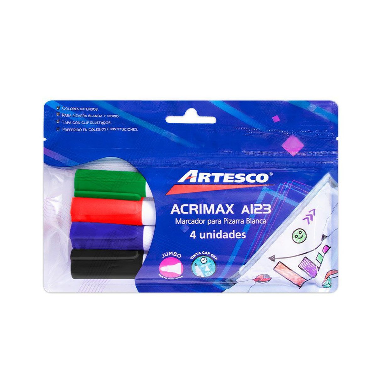 ARTESCO - Plumones De Pizarra Artesco Acrimax A123 Empaque 4 Und
