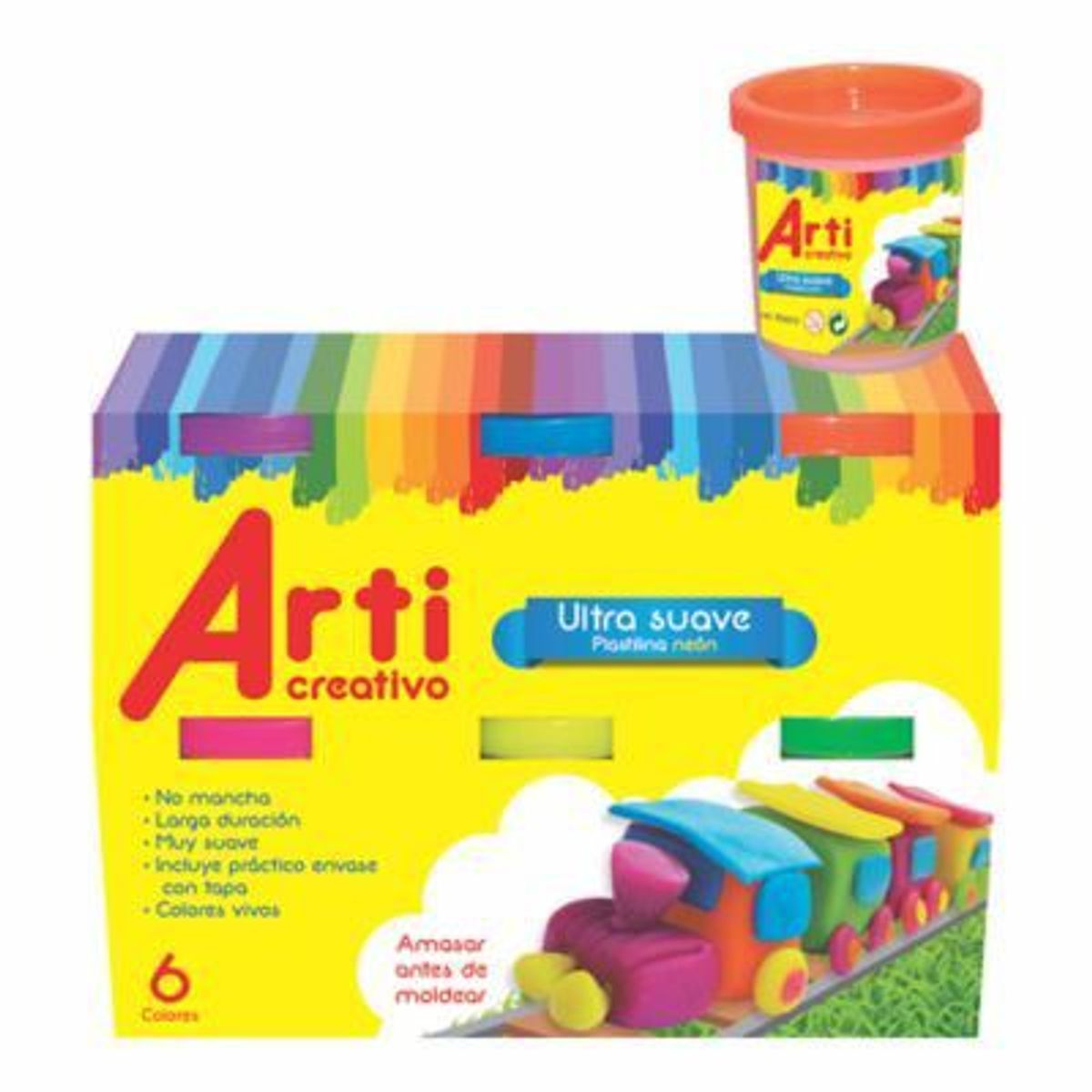 ARTI CREATIVO - Plastilina Arti Creativo Ultra Suave Neón Empaque 6 Und